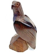 Vintage Hand Carved Ironwood Bald Eagle Falcon Bird Of Prey Statue 8.5&quot; - $19.79