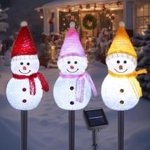 TAILERRI Solar Christmas Pathway Lights Outdoor Decor, Set of 3 Snowman Xmas Lig - £18.90 GBP