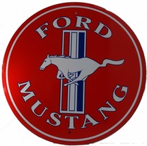 Ford Mustang Logo Red Round 12&quot; Metal Sign - £15.91 GBP