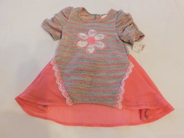 Little Lass Baby Girl&#39;s Short Sleeve Top Shirt Grey Hot Pink Size 18 Months NWT - £10.37 GBP