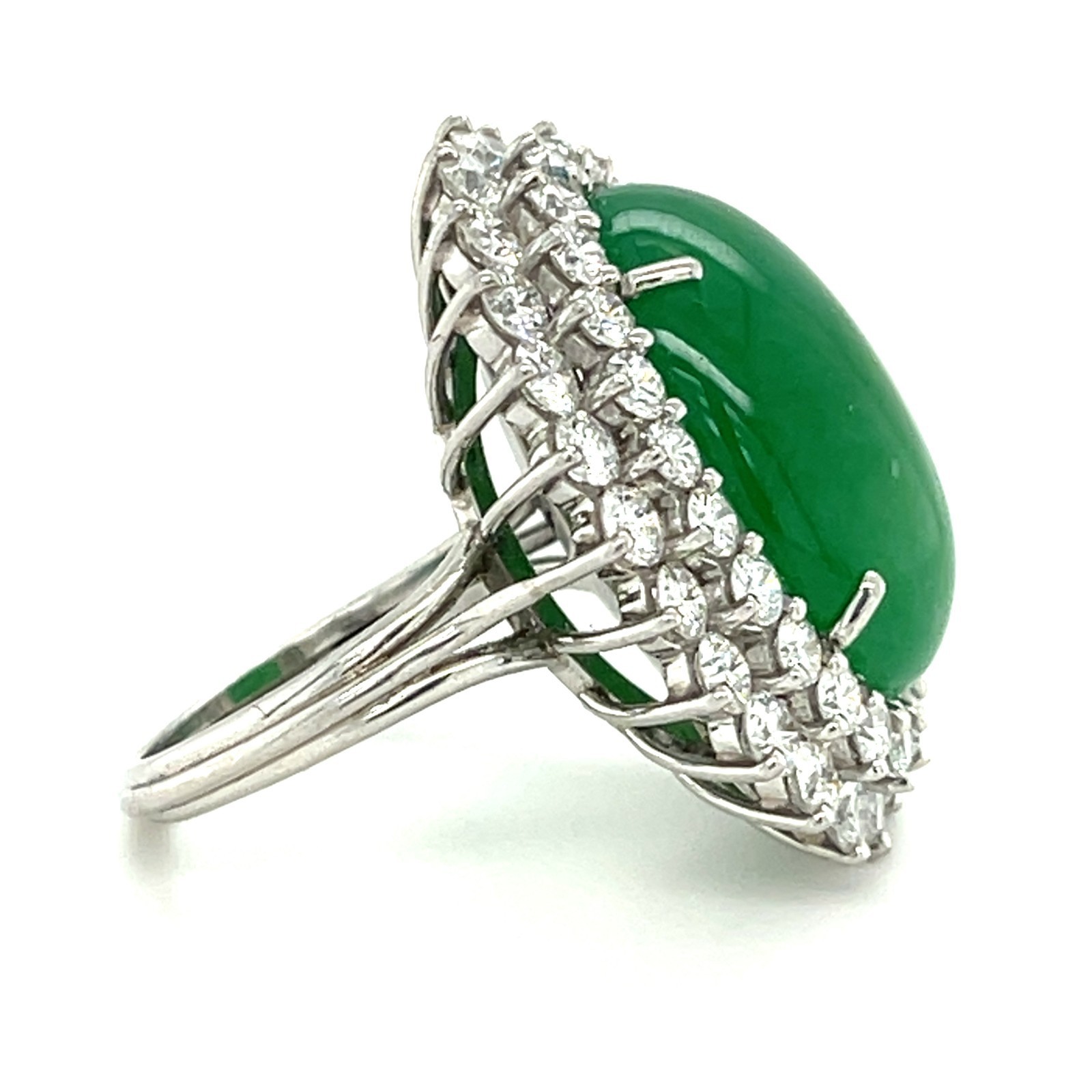 Natural Jadeite Jade, Diamond, and White Gold Ring Total Carat Weight: 19.85 ct Item image 5