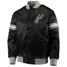 NBA San Antonio Spurs Black Satin Bomber Letterman Baseball Varsity Jacket - $104.98