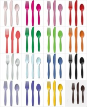 24 pc Cutlery Forks Spoons Knives Red Blue Yellow Green Purple Pink Black - £3.01 GBP+