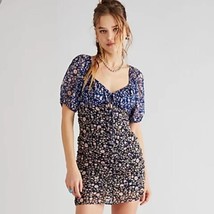 Free People Tessa Floral Gathered Mini Dress Blue / Black - £86.10 GBP