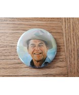 Vintage Ronald Reagan Pin Pinback Cowboy Hat Button 2.5&#39;&#39; - $8.20 CAD