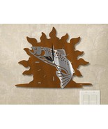 15in W Fishing Theme Sunrise Wall Clock - Jumping Trout - $104.00