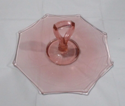 Vintage Pink Glass Octagon Tidbit Platter W/handle 11 in Wide - £14.83 GBP