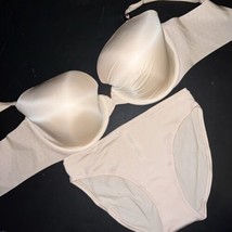 Victoria&#39;s Secret 36DDD,38DD,38DDD Bra Set L ,Xl Panty Cream Nude Beige Illusion - £54.50 GBP