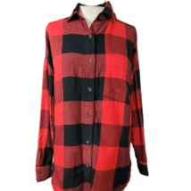 Red and Black Plaid Flannel Boyfriend Button Up Size Small - $24.75