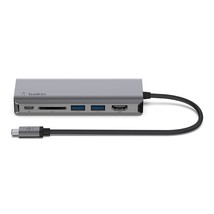 Belkin USB C Hub, 6-in-1MultiPortAdapter Dock with 4K HDMI, USB-C 100W PD Pass-T - £100.71 GBP