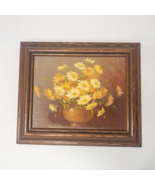 Robert Cox Oil Painting Wild Flowers Daisy Floral Vase Orig Frame Vintag... - £70.52 GBP