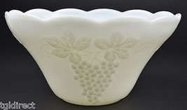 Anchor Hocking Vintage Milk Glass Pattern Punch Bowl 12&quot; W Collectible Decor - £35.44 GBP