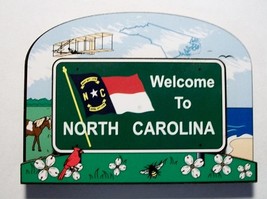 North Carolina State Welcome Sign Decowood Fridge Magnet - £5.07 GBP