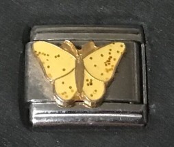 Yellow Glitter Butterfly Wholesale Italian Charm 9MM K52 - £10.62 GBP
