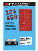HeadLine Sign Self Stick Vinyl Numbers, Red, 4&quot;, Gothic, 35 Count, Perma... - £8.59 GBP