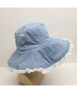 Vintage Denim Fringe Womens Bucket Sun Hat Size 57 cm - $540.26 MXN