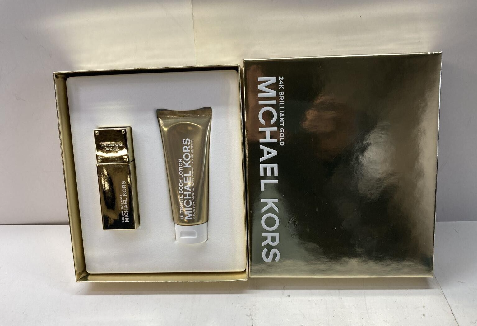 Michael Kors 24K Brilliant Gold Eau de Parfum Perfume Body Lotion 3.4oz 2X SET - £150.17 GBP