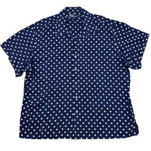 Vintage Polo Ralph Lauren Shirt Mens XXL Blue Polka Dot Rayon Loop Collar - $49.49