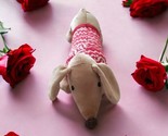 PIER 1 Imports Brown DACHSHUND Weiner Dog Red Sweater Stuffed Animal Toy... - $12.86