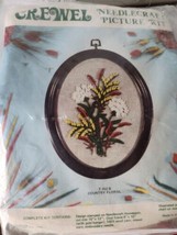 Vtg Minuet Co Country Floral Partial Crewel Kit T152B Oval Wall Hanging USA  - £9.49 GBP