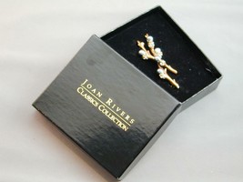 Vintage Joan Rivers Gray Pussy Willow Rhinestone Pin Brooch New In Box - £79.93 GBP