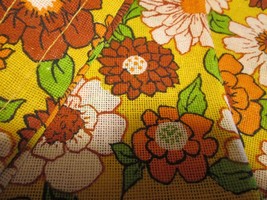 Vintage Mod Orange Yellow Flower Power window Curtains Panels Retro Groo... - $49.00