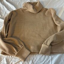 By Together Women's Cropped Turtleneck Sweater Beige Size L - $29.11
