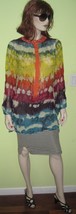 Vtg PAPA Women&#39;s Fashionista Colorful Lace Tunic Pullover Long Sleeve Shirt Sz M - £19.65 GBP