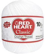 Red Heart Classic Crochet Thread Size 10-White - £15.12 GBP