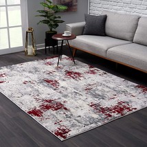 9' X 13' Red and Gray Modern Abstract Area Rug - $727.49