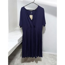 NEW Dark Blue Short Sleeve V-Neck Woman&#39;s Dress size Plus 2X NWT - £14.45 GBP