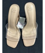 Women&#39;s Clear Beige Mirra Square-Toe Slide-On Sandals Size 6 - £15.04 GBP