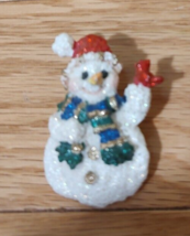 Snowman Brooch Lapel Pin Colorful Resin Glittering - £6.31 GBP