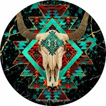 Cow Skull Dark Aztec Novelty Circle Coaster Set of 4 - £15.94 GBP