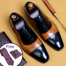 Mens formal shoes Genuine leather oxshoes for men dressing wedding men&#39;s bro - £136.21 GBP