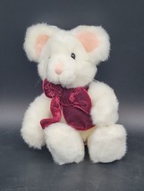 Russ Berrie Tic Toc White Mouse Plush Stuffed Animal Velvet Bow Rat 7-8&quot;... - £7.11 GBP