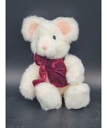 Russ Berrie Tic Toc White Mouse Plush Stuffed Animal Velvet Bow Rat 7-8&quot;... - $8.79