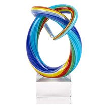 6 Multicolor Art Glass Rainbow Centerpiece - £70.24 GBP