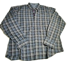 Bugatchi mens shirt Classic Fit Large blue stripes - £17.03 GBP