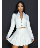 Autumn Stripe Patchwork Buttons Cropped Blazer and Mini Skirts - €127,41 EUR Autumn Stripe Patchwork Buttons Cropped Blazer and Mini Skirts - €127,41 EUR