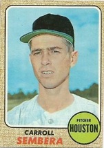 1968 Topps Carroll Sembera, Houston Astros, Baseball Sports Card #207, Christmas - £1.52 GBP