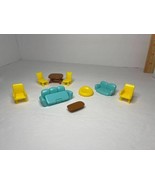 9pc Lot Mini Dollhouse Furniture Beanbag Chair Table Fold-out Couch Vint... - $29.67