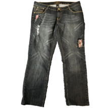 South Pole Jeans Size 16 Y2K Vintage 90sPatchwork Embellished Gold Chain Pocket - £14.38 GBP