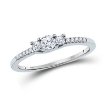 10k White Gold Round Diamond 3-stone Bridal Wedding Engagement Ring 1/4 Ctw - £417.19 GBP