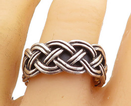 925 Sterling Silver - Vintage Shiny Braided Rope Design Band Ring Sz 11 - RG7443 - £38.59 GBP