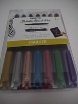 Zebra Metallic Brush Pen Set 7 Assorted Colors Medium Point Product No. ... - £10.29 GBP