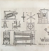Bolting Mill Machine Woodcut 1852 Victorian Industrial Print Drawing 1 D... - $39.99