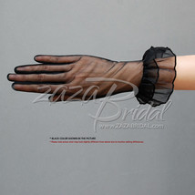 Gorgeous Sheer Gloves with Double Ruffle Cuff Slip-on Wrist Length 2BL - £12.86 GBP