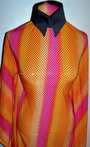 Sample Cut Fuchsia Orange Multi Color Sequin Dot Lycra Stretch Fabric 1 Yd 22 In - £18.87 GBP