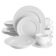 Elama Charlotte 20 Piece Porcelain Dinnerware Set in White - $145.49